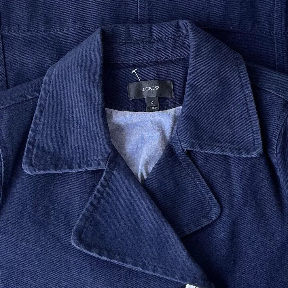 J.Crew Peacoat Women’s 10 Navy Double Breasted Heavyweight Cotton Twill Jacket